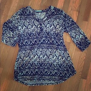 Patterned Blue and Black Women's Top